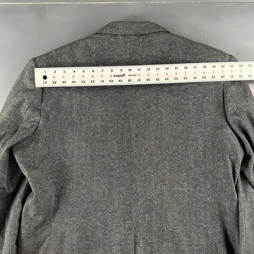 VTG Pagano West Western Blazer Mens 48L Black Wool Chambray Denim USA NWT - Picture 8 of 9